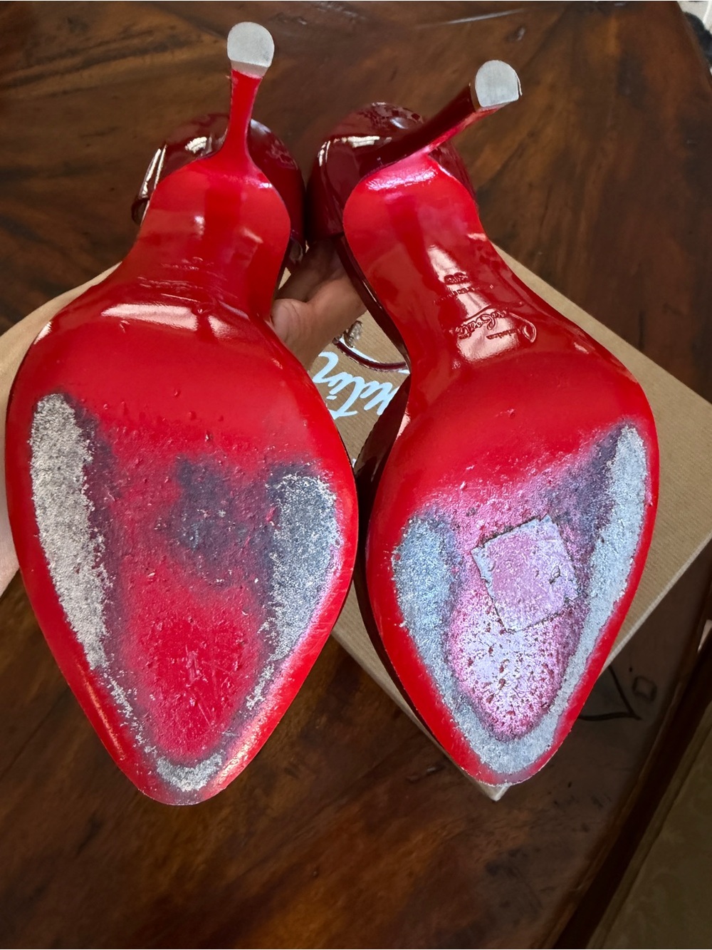 Christian Louboutin Candy Cherry Red Patent Leather Ankle-Strap Pumps - Picture 14 of 14